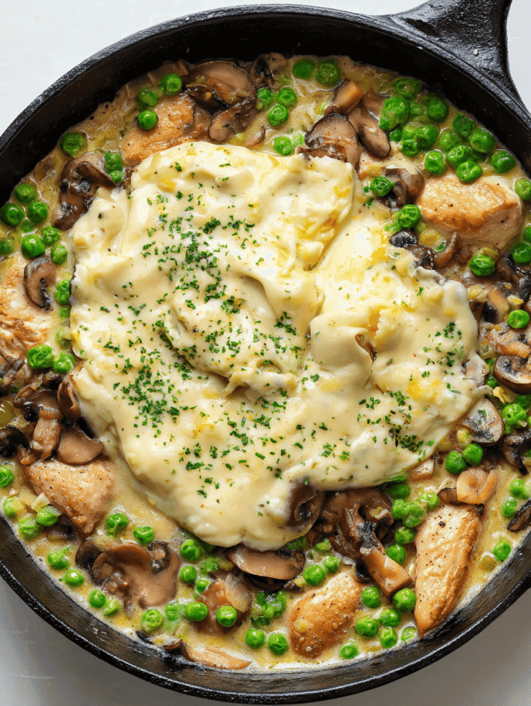 chicken pot pie filling with cream of chicken soup and peas