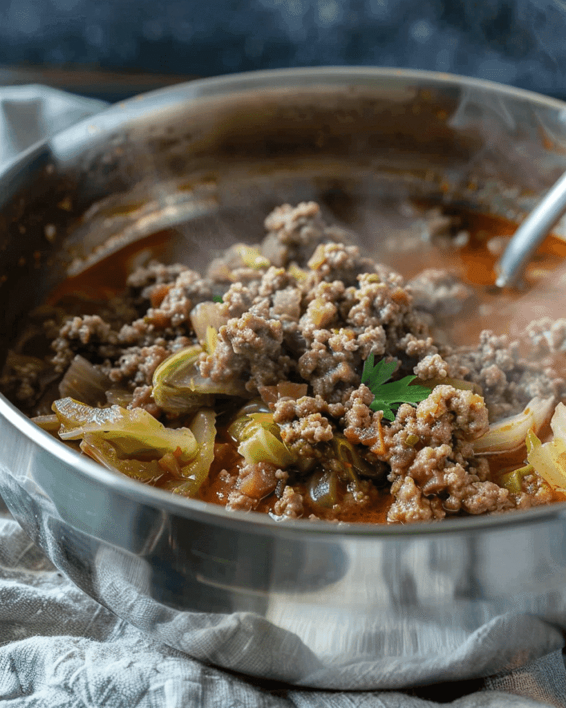 cooking cabbage roll soup on stove
