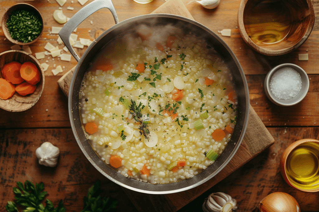 Cooking Pastina Soup in Broth