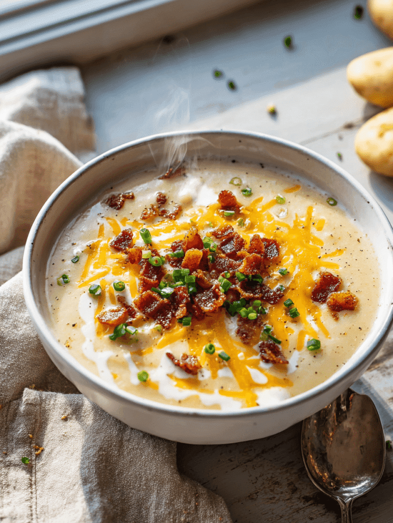 serving crock pot potato soup