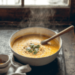 easy lentil soup recipe ingredients flat lay