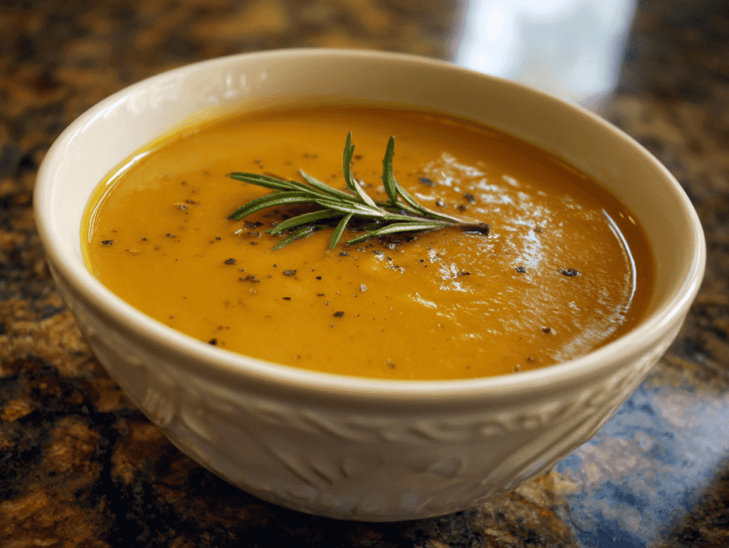 Serving Moroccan lentil soup with fresh herbs and lemon for gut health