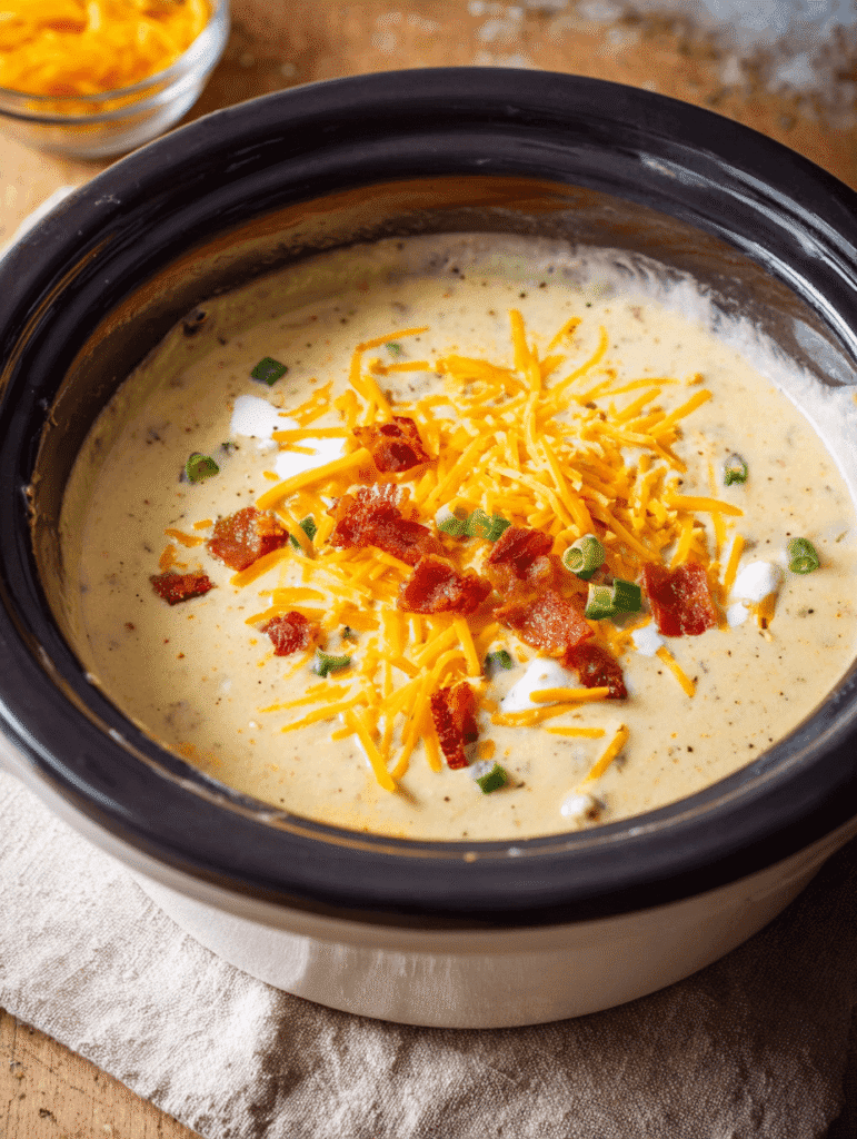 crock pot potato soup cooking process