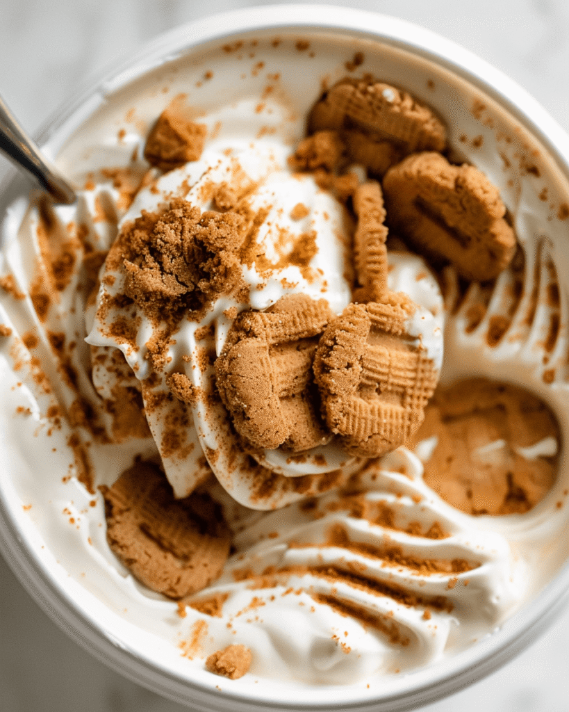 2-ingredient Japanese cheesecake yogurt with softened cookies ready to eat