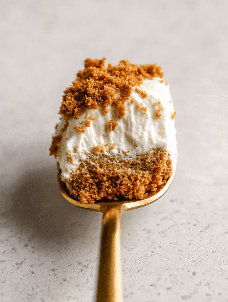 2-ingredient Japanese cheesecake yogurt spoonful with softened cookie layers