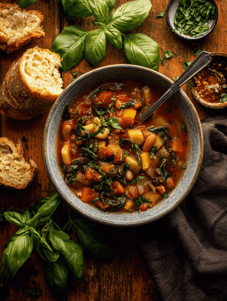 Authentic Italian minestrone soup recipe card