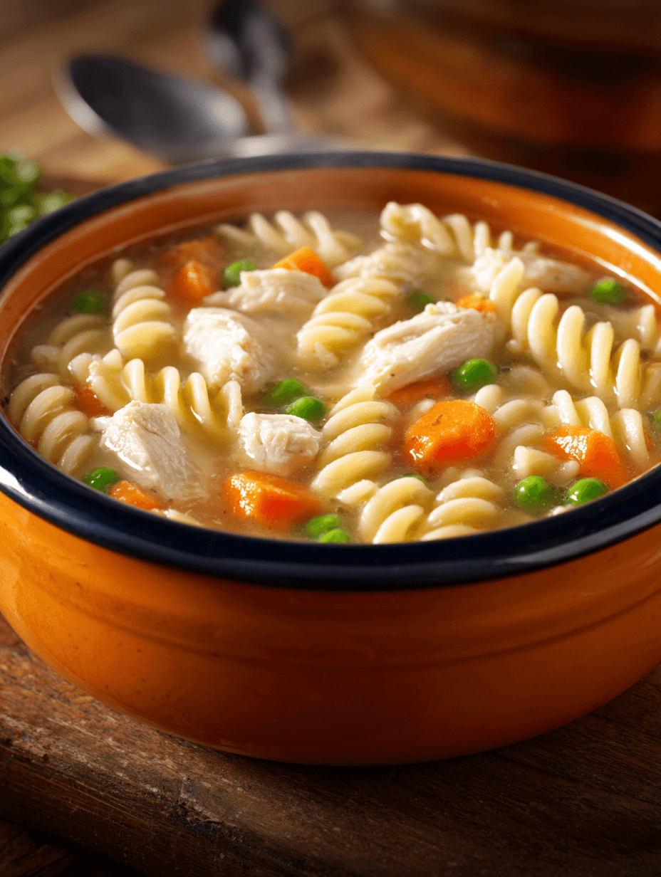 chicken noodle soup recipe card image