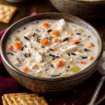 creamy chicken and wild rice soup recipe with carrots and celery