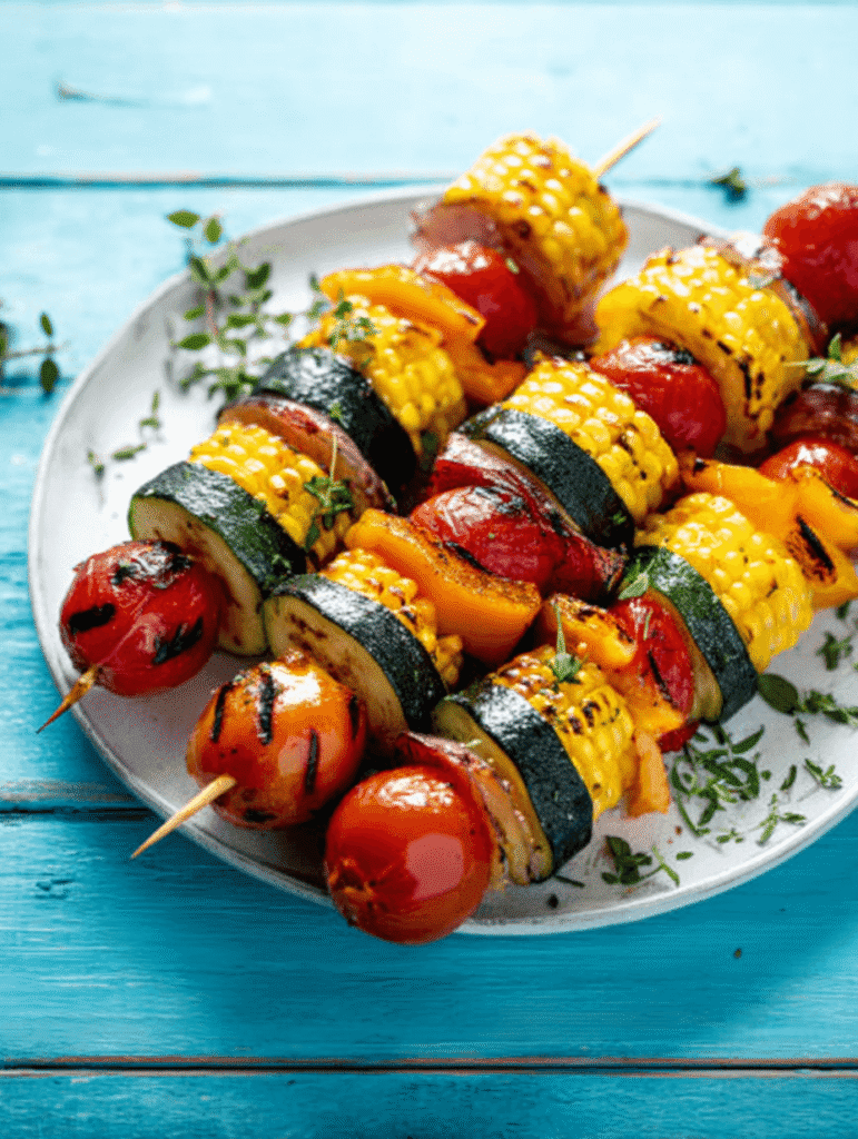 grilled vegetable skewers to serve with chicken noodle soup