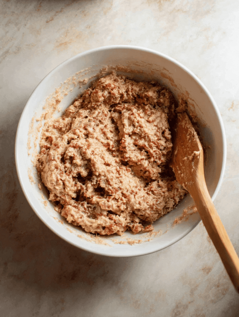 mixed lipton onion soup mix meatloaf ingredients in white bowl