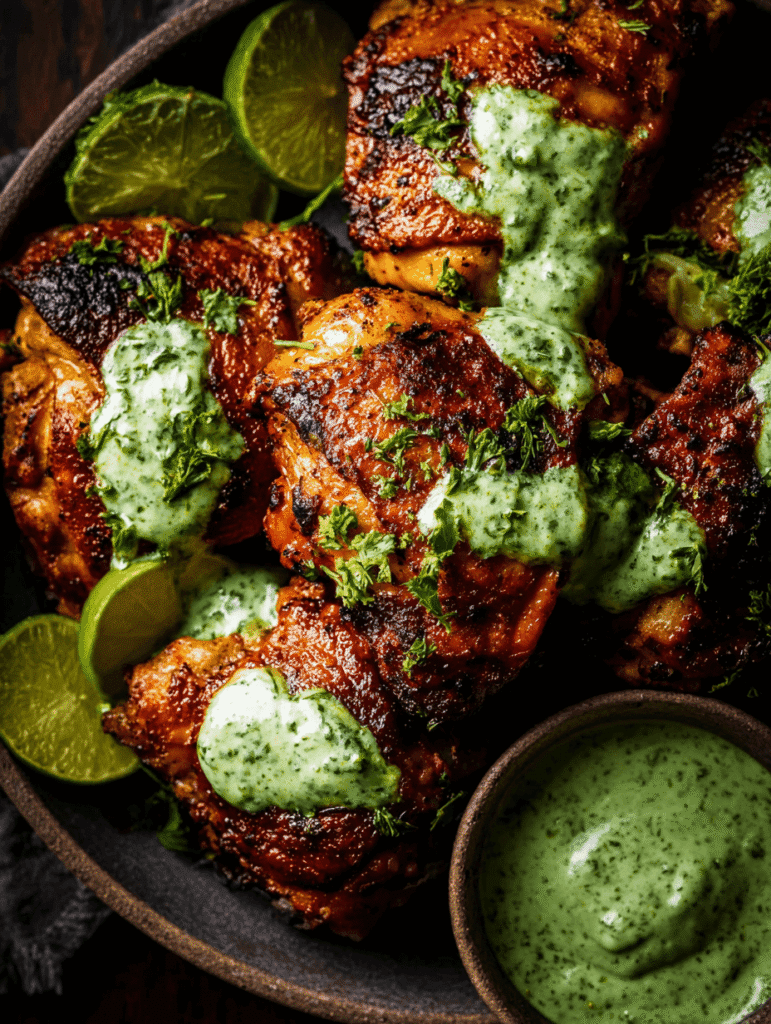 Peruvian chicken recipe with lime and green sauce