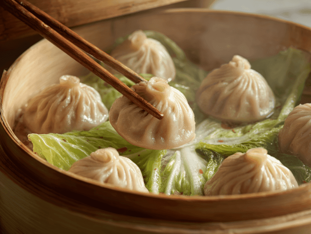 Soup dumplings steamed and ready to serve for soup dumplings in onion cups
