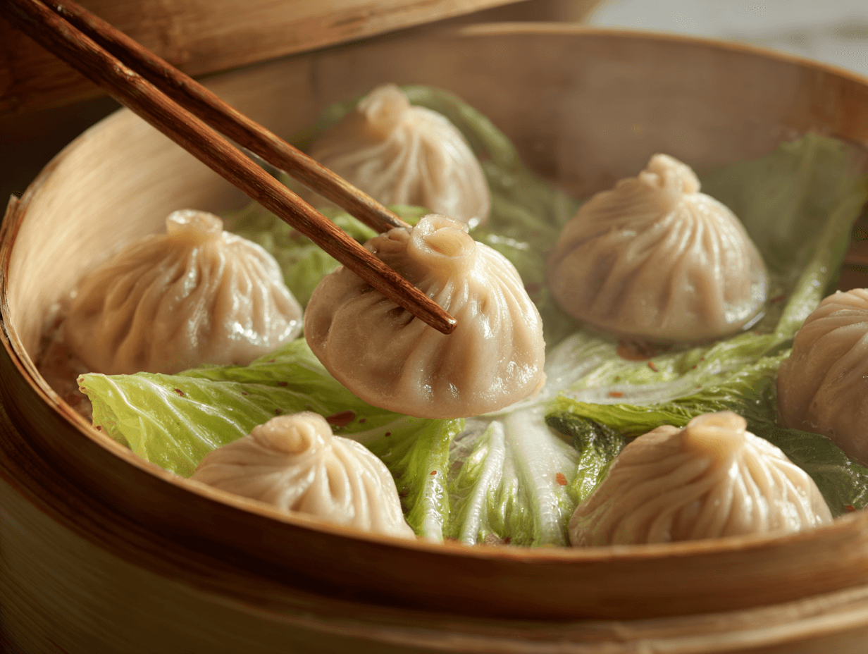 Soup dumplings steamed and ready to serve for soup dumplings in onion cups