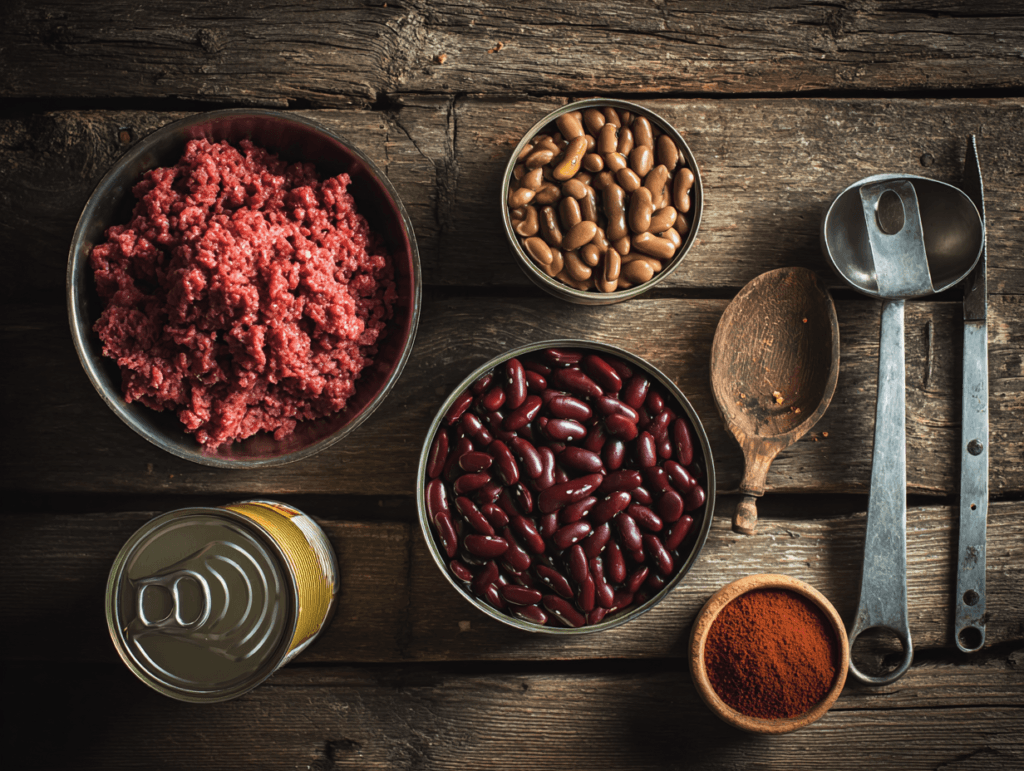 Ingredients for 5-Ingredient Chili laid out on table