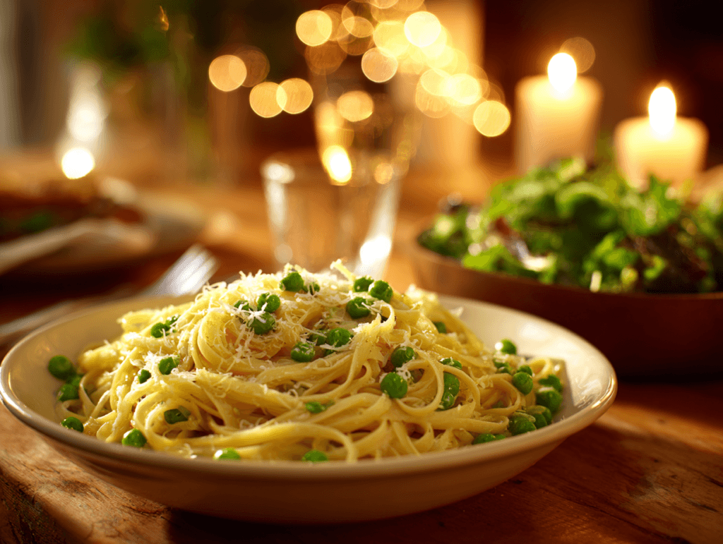 Butter Garlic Parmesan Pasta with Peas – Easy, Creamy Comfort 3 Butter Garlic Parmesan Pasta with Peas served for an easy weeknight dinner