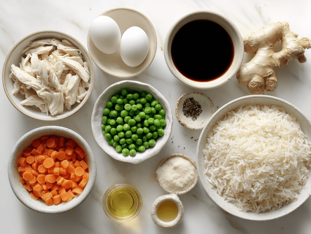 Ingredients for Egg White Fried Rice with Chicken