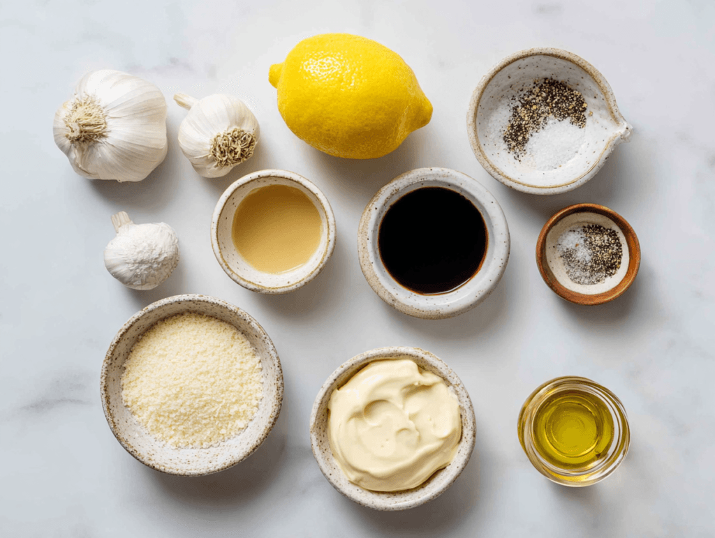 ingredients for garlic lovers caesar dressing