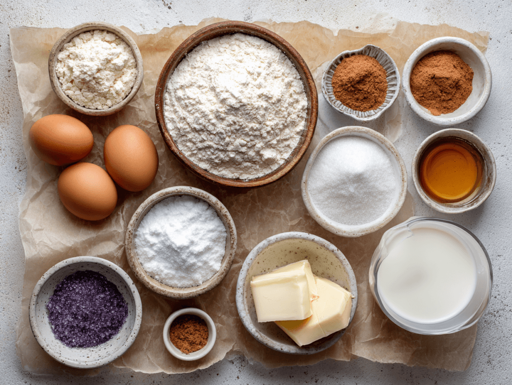 Ingredients for Gluten-Free King Cake dough and filling