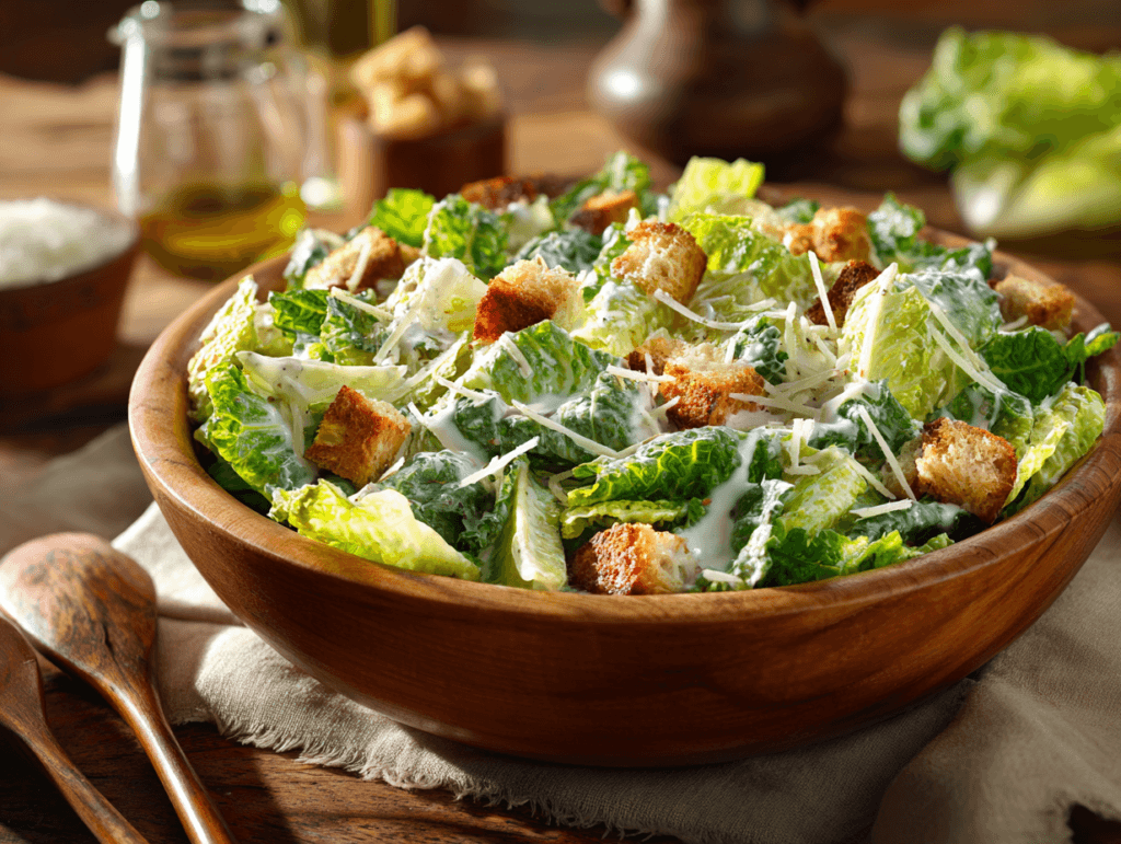 Greek Yogurt Caesar Dressing That Tastes Bold, Not Heavy 3 Greek Yogurt Caesar Dressing tossed with romaine salad