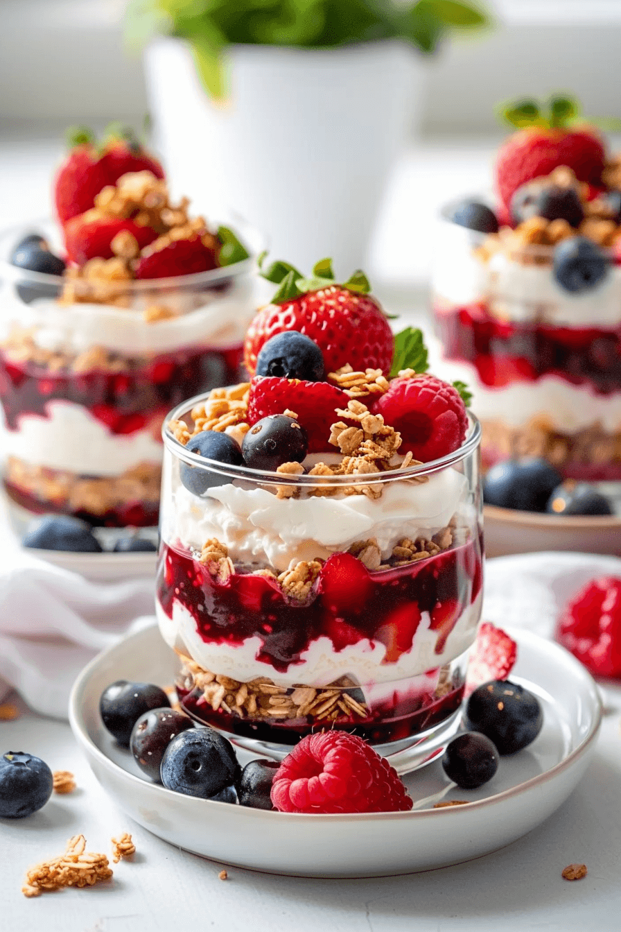 healthy-valentines-day-treats-cottage-cheese-berry-cups Healthy Valentine’s Day treats made with layered cottage cheese berry cups topped with fresh fruit