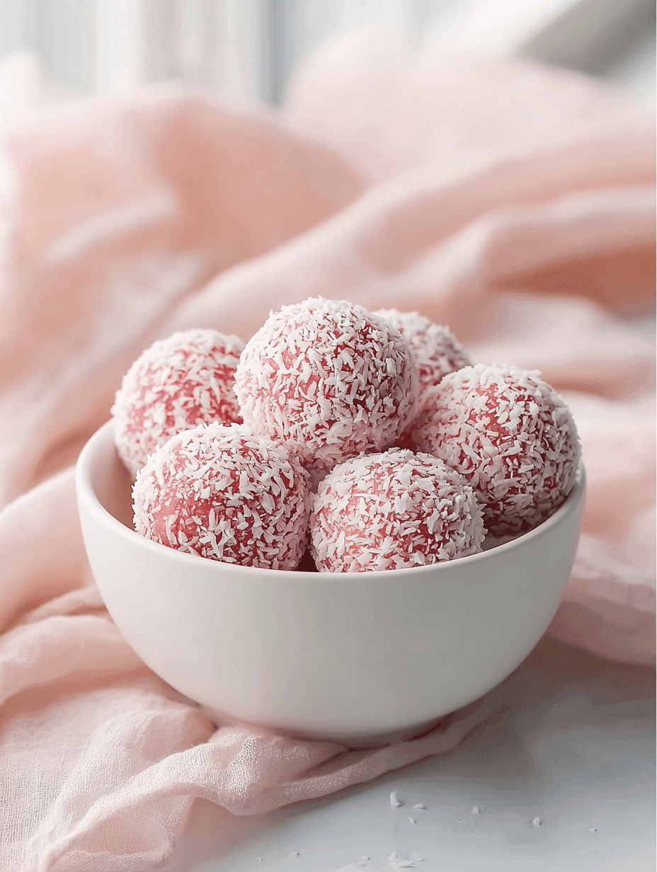 healthy-valentines-day-treats-energy-bite-love-balls Healthy Valentine’s Day treats made with pink coconut-coated energy bite love balls
