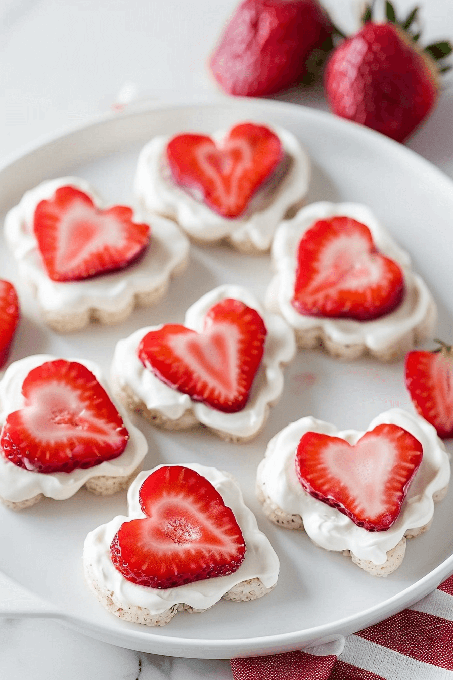 healthy-valentines-day-treats-heart-shaped-rice-cakes Healthy Valentine’s Day treats made with heart-shaped rice cakes topped with yogurt and fresh strawberries