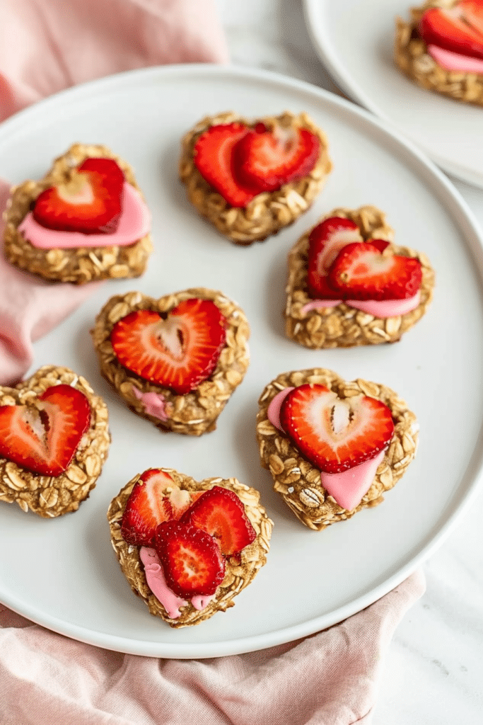 25 Easy Healthy Valentine’s Day Treats Everyone Will Love 1 Healthy Valentine’s Day treats made with heart-shaped strawberry oat breakfast cookies