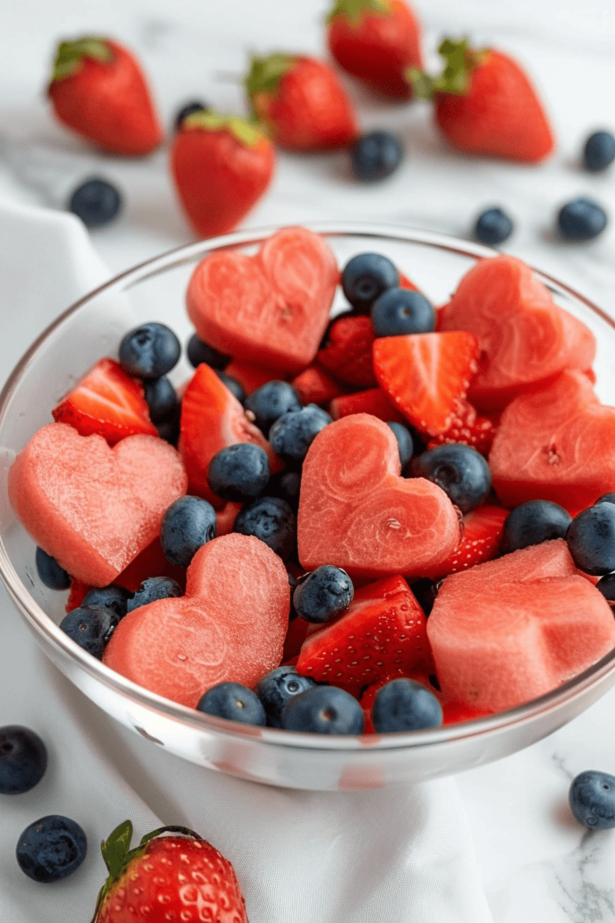 healthy-valentines-day-treats-watermelon-berry-hearts These healthy Valentine’s Day treats are heart-shaped oatmeal cookies made with simple ingredients and lightly sweetened with mini chocolate chips. A kid-friendly Valentine snack that’s perfect for lunchboxes, school parties, or healthy desserts.