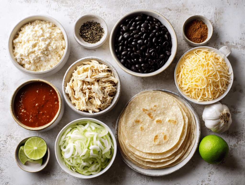 Ingredients for High-Protein Chicken Enchilada Bake