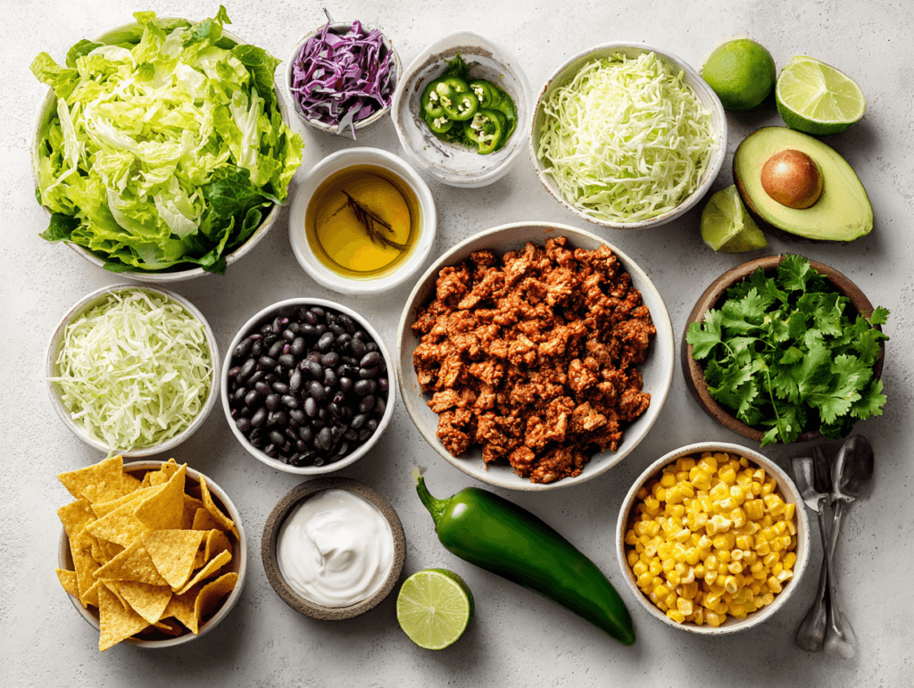 Ingredients for High-Protein Taco Salad Bowls
