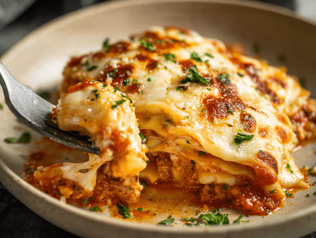 Lazy Lasagna Skillet Ravioli Bake Close-Up