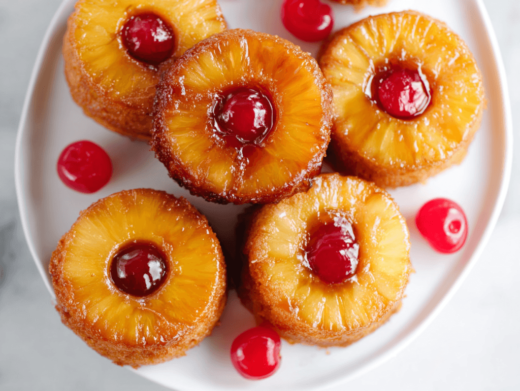 Mini Pineapple Upside Down Cakes That Always Come Out Golden 3 Serving mini pineapple upside down cakes with ice cream