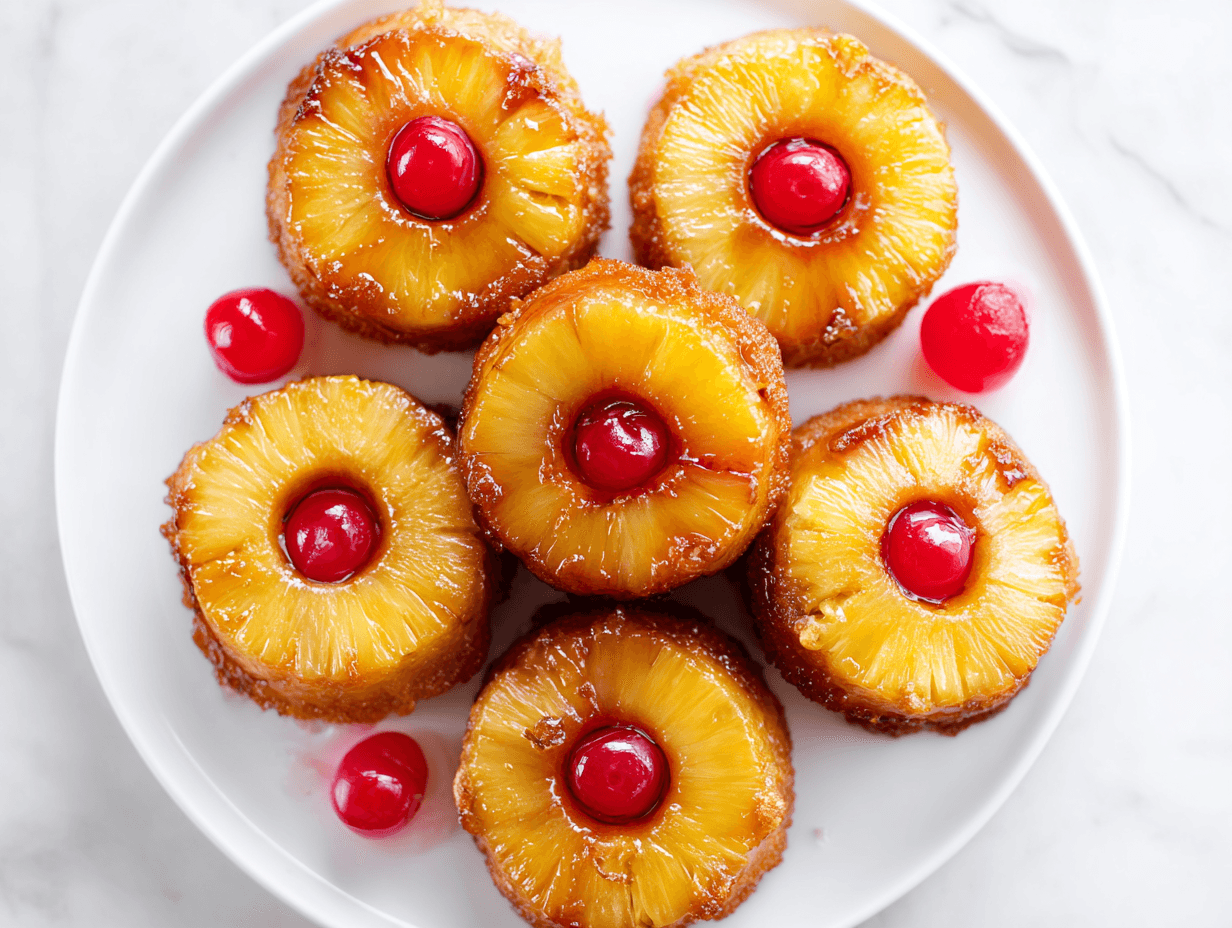 Mini Pineapple Upside Down Cakes That Always Come Out Golden 4 Mini pineapple upside down cakes with caramelized pineapple tops