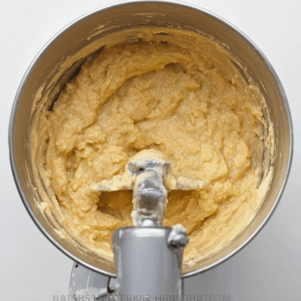 fully mixed chocolate chip banana bread batter