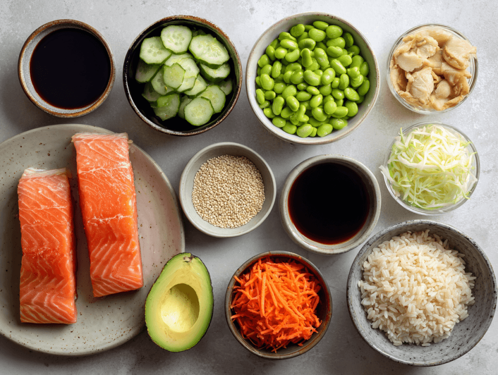 Salmon and Edamame Rice Bowl: Easy, Fresh, and Satisfying 2 ingredients for salmon and edamame rice bowl