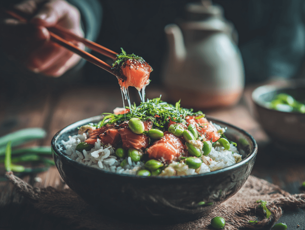 Salmon and Edamame Rice Bowl: Easy, Fresh, and Satisfying 3 serving salmon and edamame rice bowl