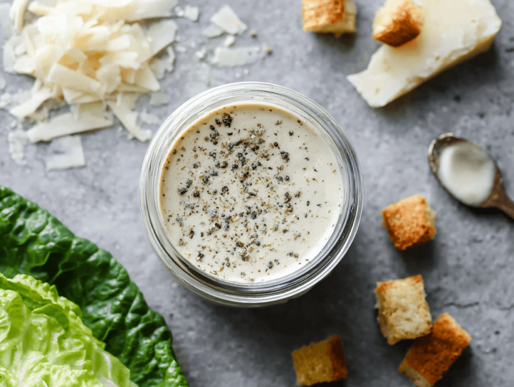 Vegan Caesar Dressing Recipe That Tastes Bold and Creamy 3 vegan caesar dressing recipe in a jar