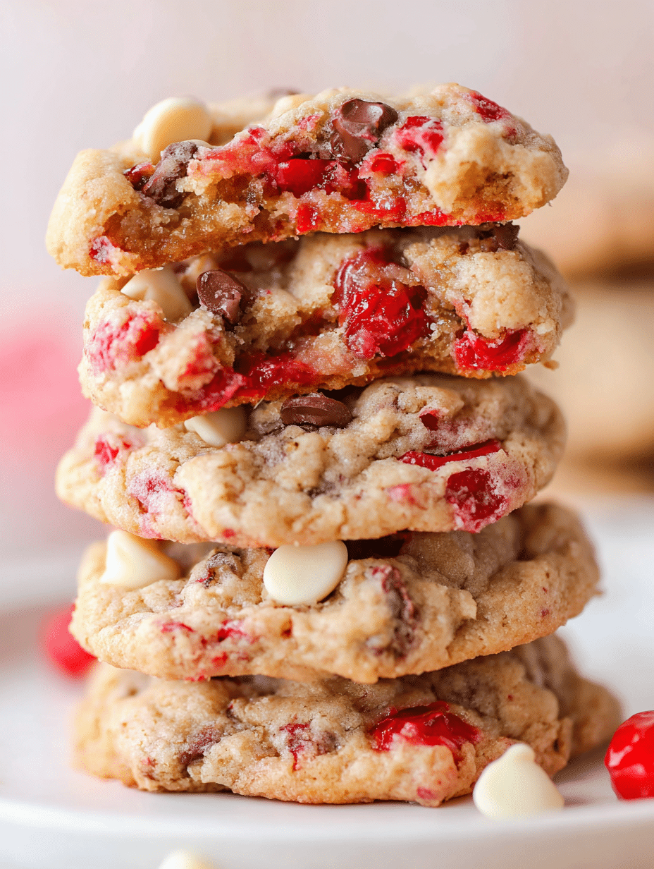 Maraschino cherry cookies served on a white platter