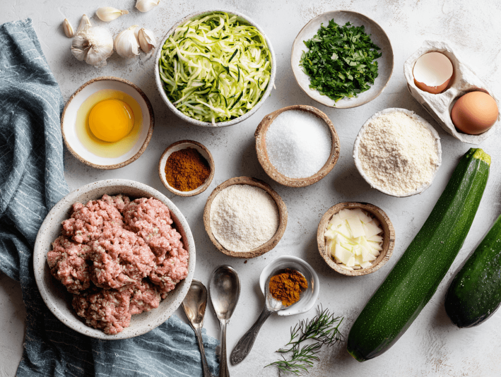 Turkey Zucchini Meatballs That Stay Juicy and Never Dry 2 ingredients for turkey zucchini meatballs on counter