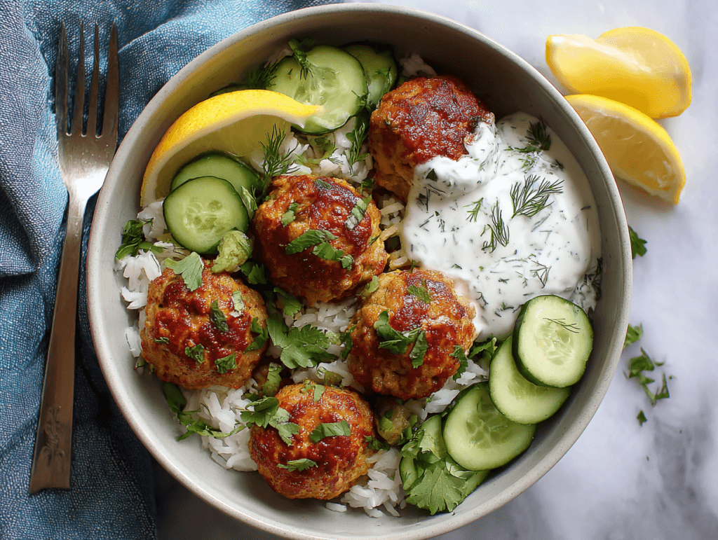 Turkey Zucchini Meatballs That Stay Juicy and Never Dry 3 turkey zucchini meatballs served in a bowl