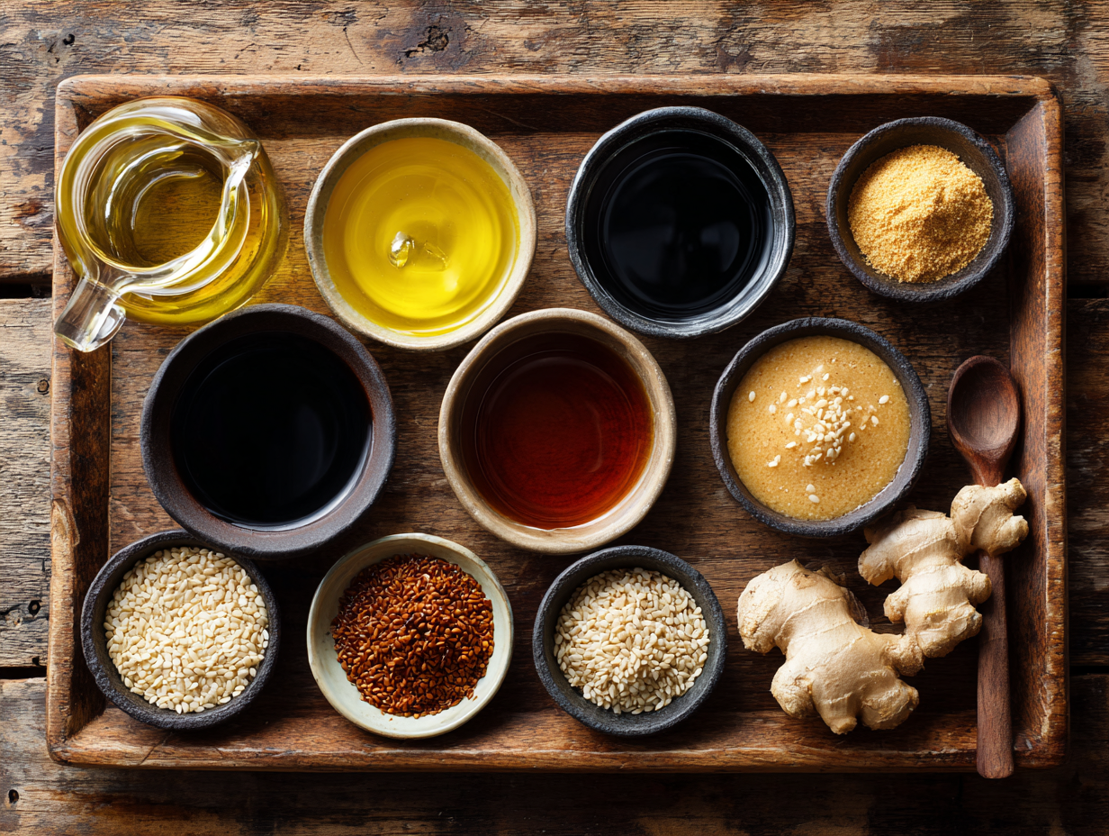ingredients for Asian sesame dressing recipe