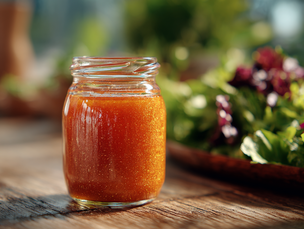 French dressing recipe homemade in a glass jar