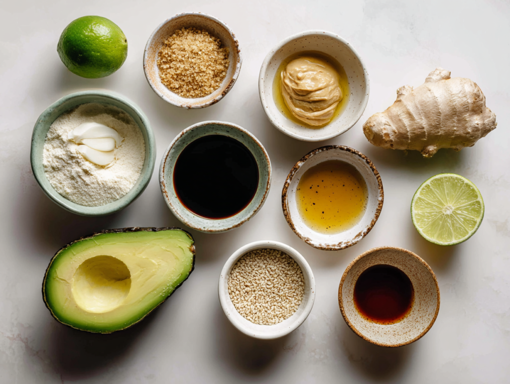 ingredients for homemade miso ginger dressing