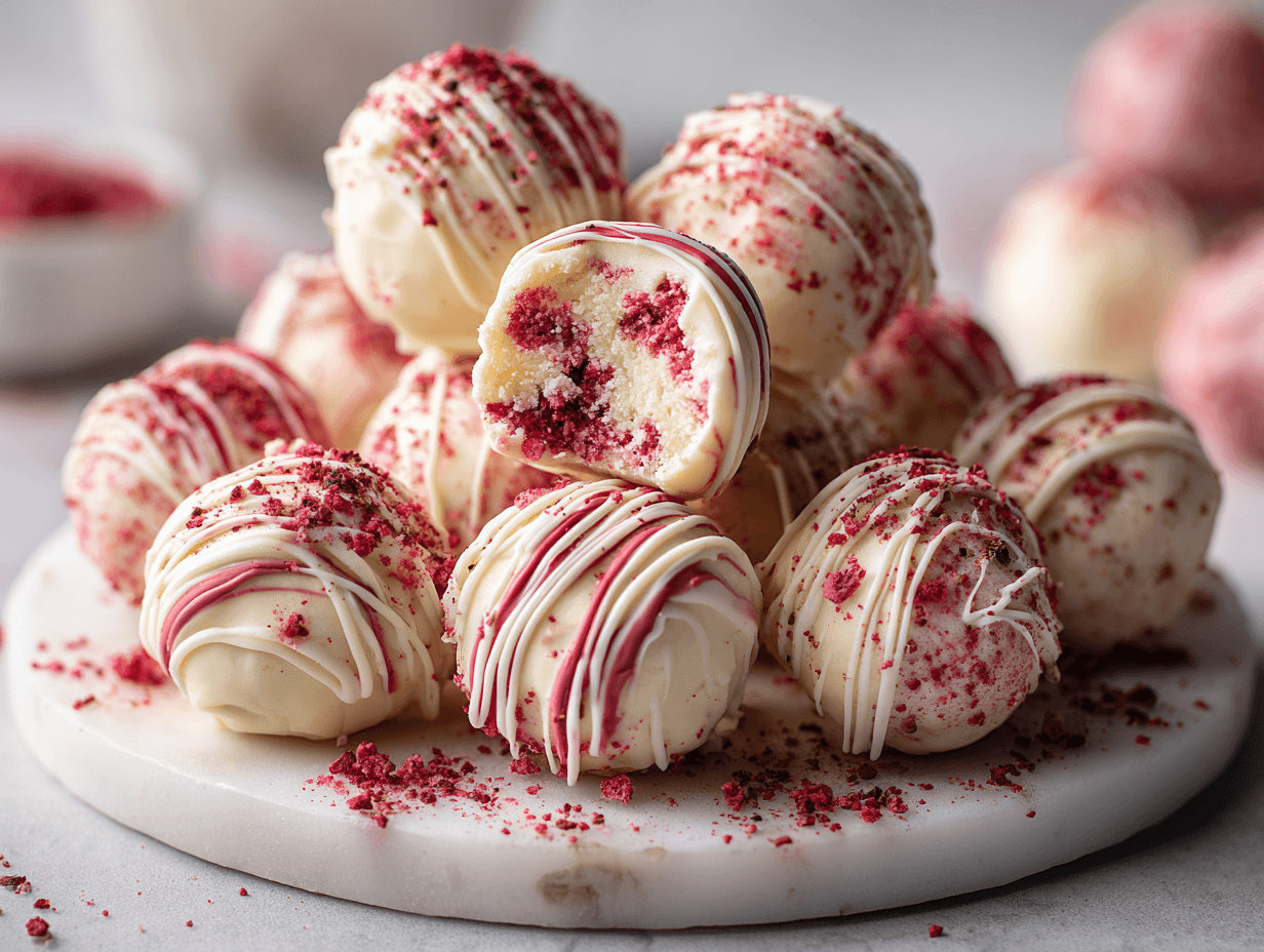Strawberry Cheesecake Truffle Balls That Always Win Hearts 5 Mixing Strawberry Cheesecake Truffle Balls filling in a bowl