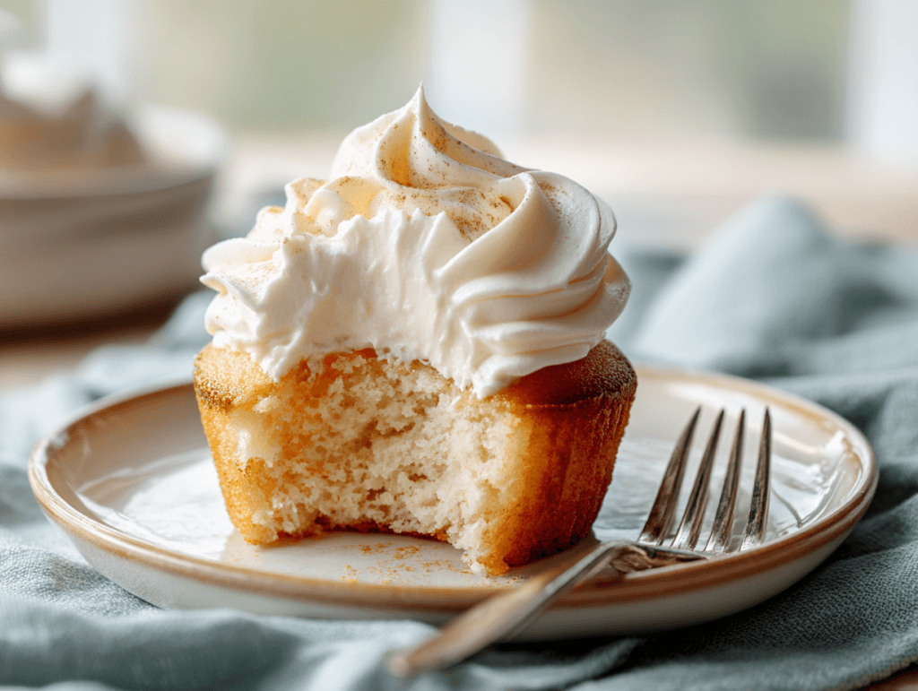 Served tres leches cupcake with creamy texture