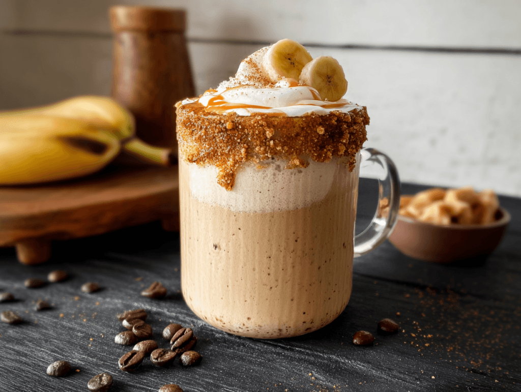 banana bread latte served with dessert