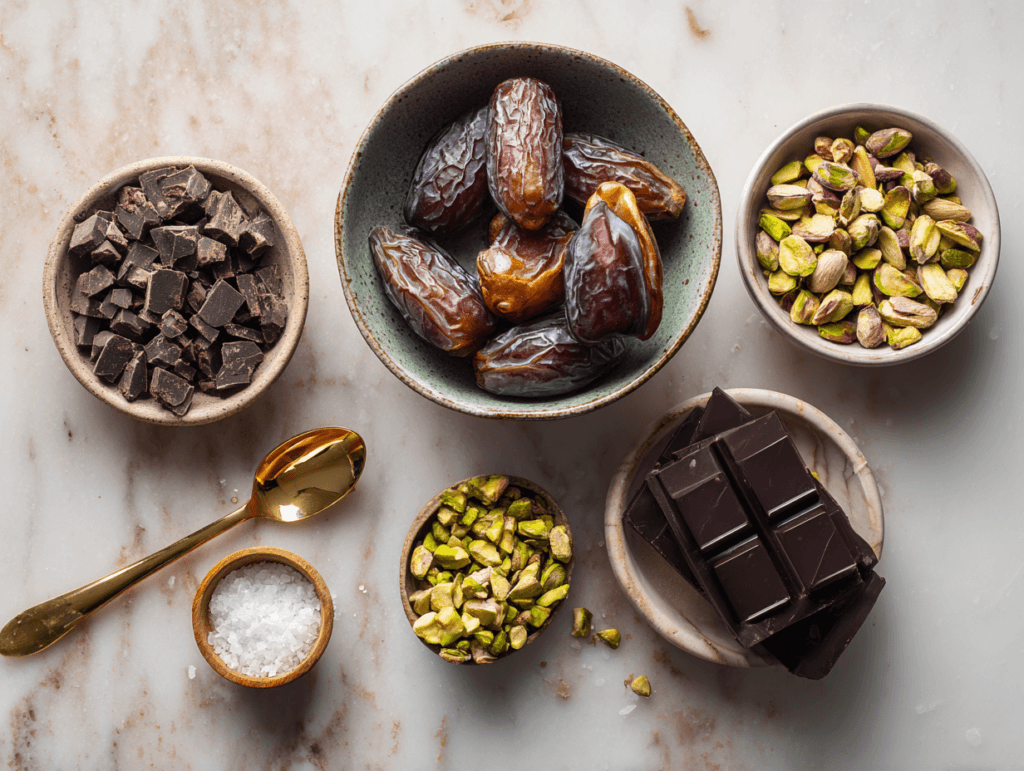 pistachio date chocolate bark recipe ingredients