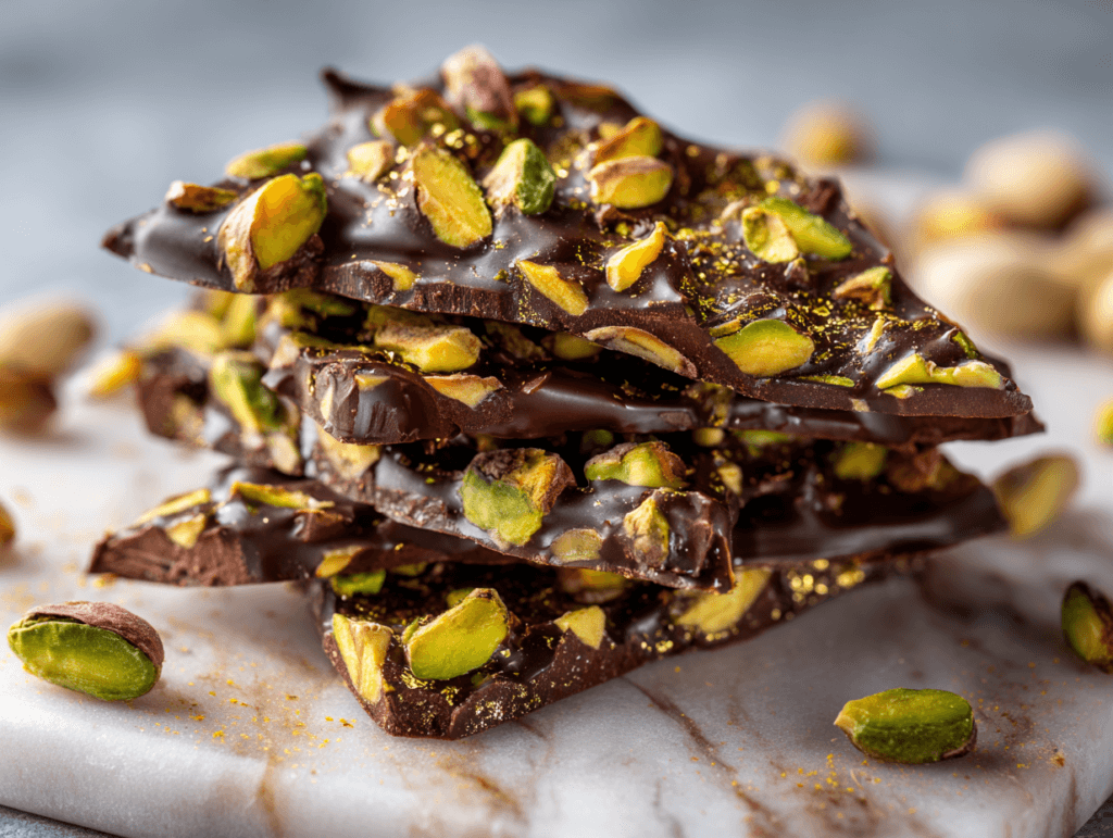 pistachio date chocolate bark recipe finished dessert
