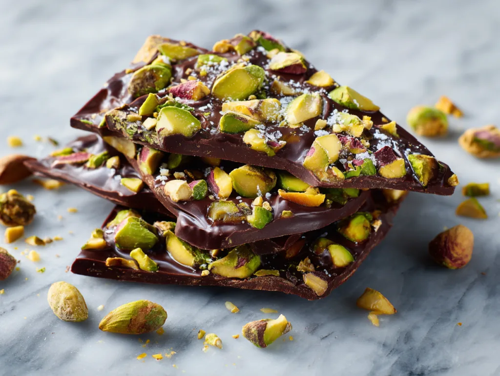 pistachio date chocolate bark recipe serving idea