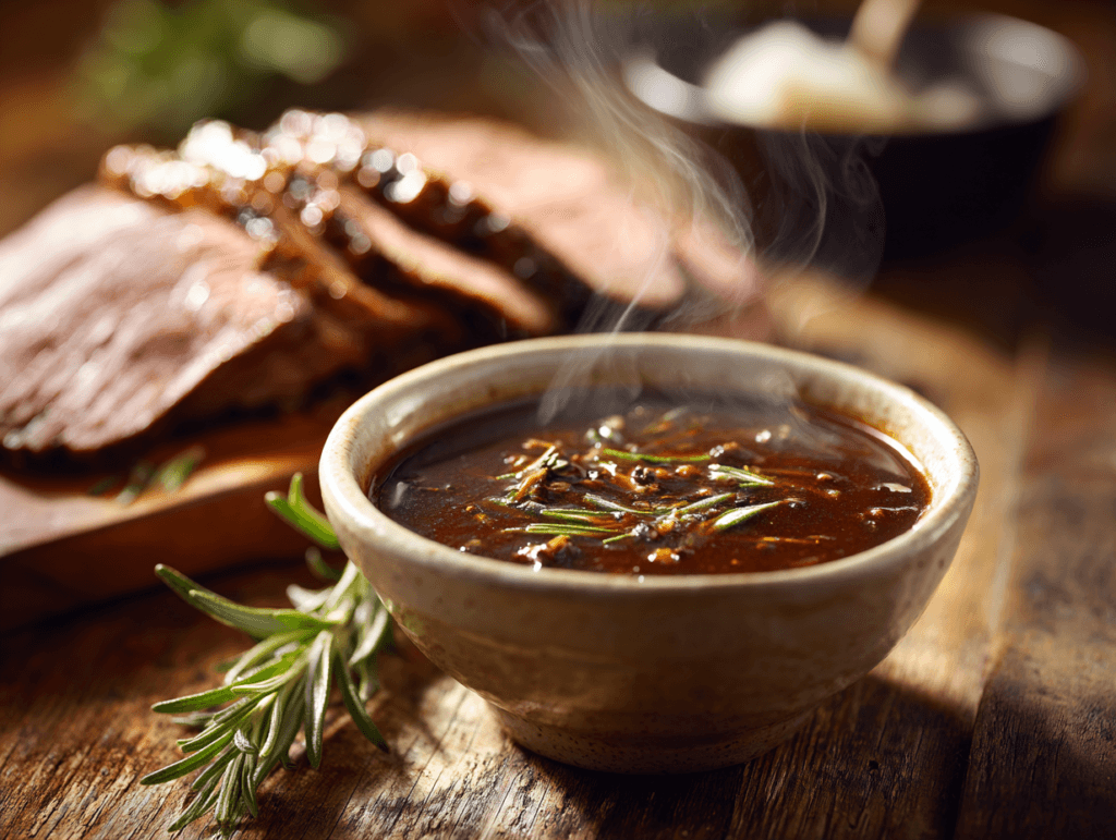 au jus recipe served with roast beef slices